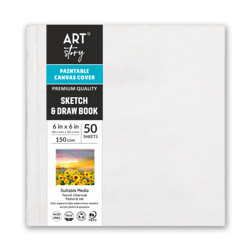 3 Pack - Little Birdie Customizable Canvas Cover Sketch And Draw Book-6"X6" - CR91106 - 8903236735598