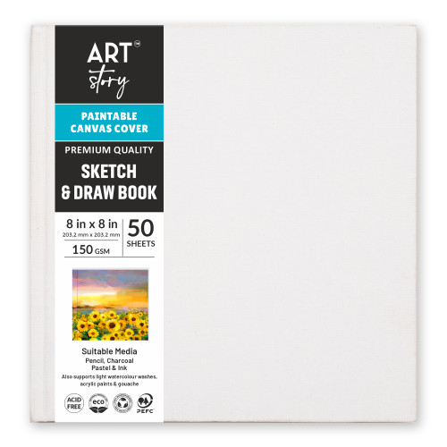 3 Pack - Little Birdie Customizable Canvas Cover Sketch And Draw Book-8"X8" - CR91105 - 8903236735581