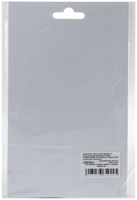 6 Pack - Little Birdie 3D Embellishment 12/Pkg-Mermaid Friends - CR83631 6 Pack - Little Birdie 3D Embellishment 12/Pkg-Mermaid Friends - CR83631