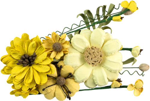 3 Pack - Little Birdie Heleen Paper Flowers 12/Pkg-Sunshine - CR92993