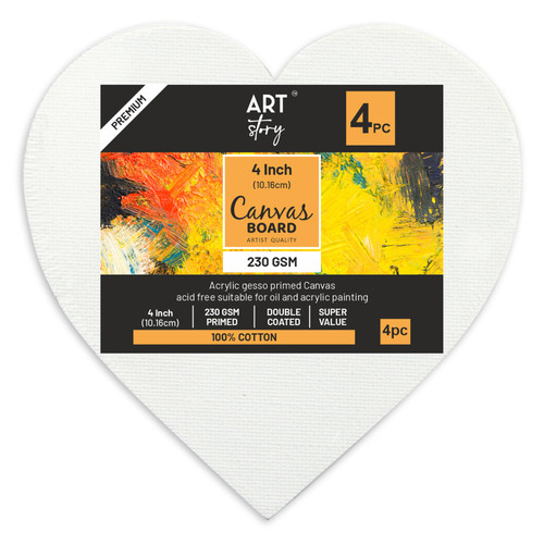 6 Pack - Little Birdie Canvas Board Heart 4" 4/Pkg-4" - CR90647 - 8903236731002
