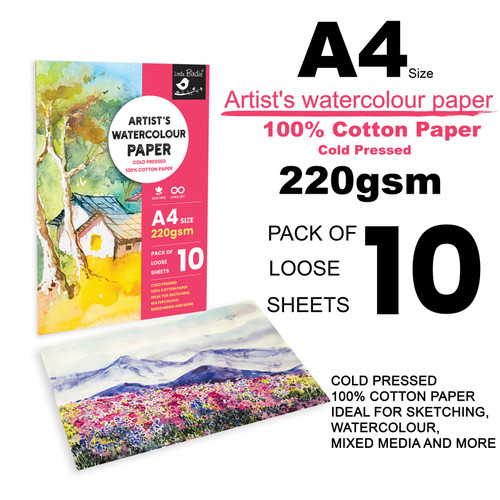 3 Pack Little Birdie Artist's Watercolour A4 Paper 250gsm-10 Sheets CR94614