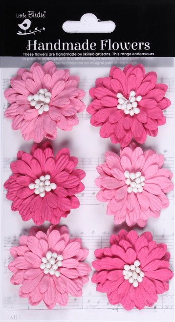 3 Pack Little Birdie Astra Paper Flowers 6/Pkg-Precious Pink CR92219 - 8903236746723