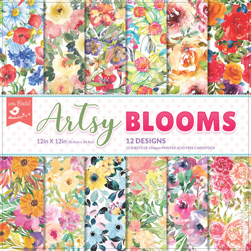 3 Pack Little Birdie Cardstock 12 Sheet Pack 12"X12"-Artsy Blooms CR93232 - 8903236756852