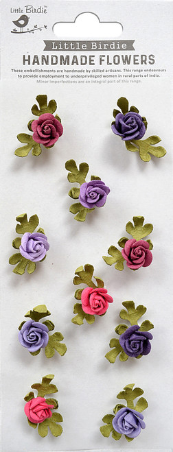 6 Pack Little Birdie Petite Rose Paper Flowers 10/Pkg-Birds And Berries PETROSE-83685 - 8903236659788