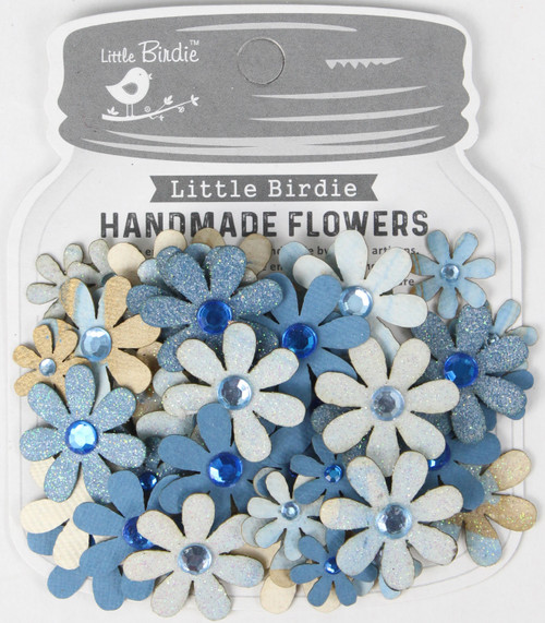6 Pack Little Birdie Sparkle Florettes Paper Flowers 60/Pkg-Aqua Splash SPRKLFL2-87221 - 8903236696134