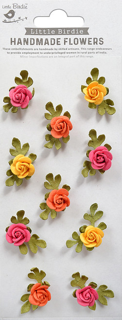 6 Pack - Little Birdie Petite Rose Paper Flowers 10/Pkg-Boho Dreams - PETROSE-83682 - 8903236659757