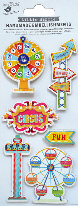 6 Pack - Little Birdie 3D Glitter Embellishment 6/Pkg-Show Time - CR83959 - 8903236662535