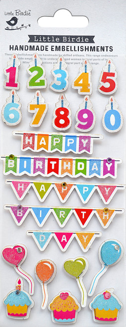 6 Pack - Little Birdie 3D Glitter Embellishment 22/Pkg-Birthday Bash - CR83963 - 8903236662573
