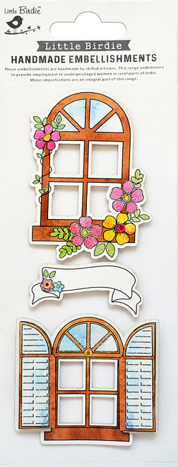 6 Pack - Little Birdie Sticker Embellishment 3/Pkg-Vintage Windows - CR79813 - 8903236619249