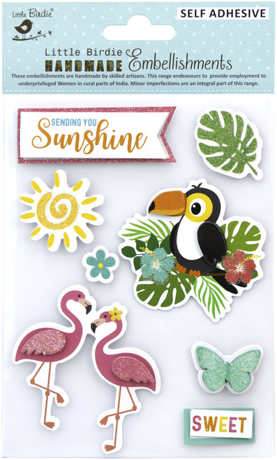 6 Pack - Little Birdie 3D Embellishment 8/Pkg-Sweet Sunshine - CR83612 - 8903236659054