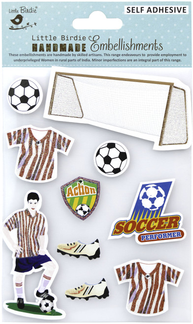 6 Pack - Little Birdie 3D Embellishment 10/Pkg-Soccer Performer - CR83637 - 8903236659306