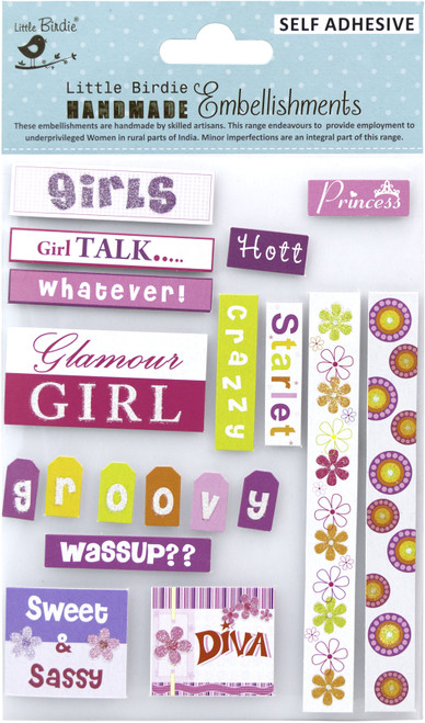 6 Pack - Little Birdie Sticker Embellishment 19/Pkg-Sweet And Sassy - CR83649 - 8903236659429