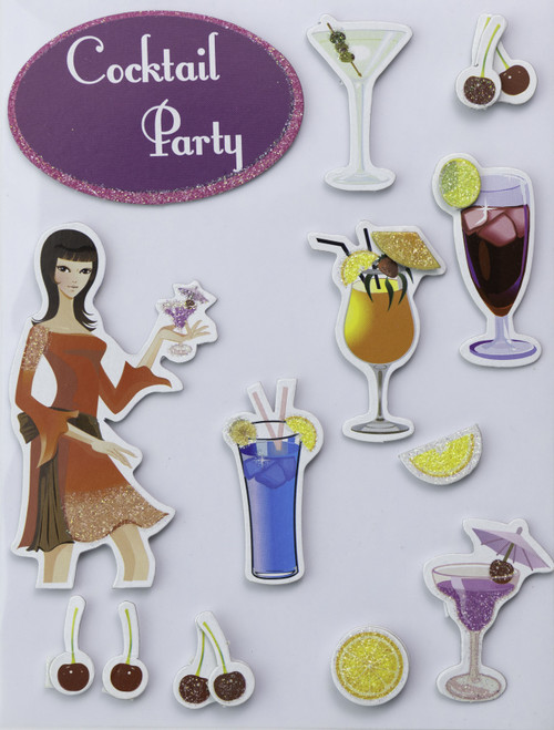 6 Pack Little Birdie 3D Embellishment 11/Pkg-Cocktail Party CR83650