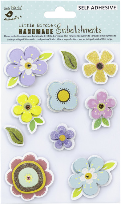 6 Pack Little Birdie 3D Embellishment 10/Pkg-Garden Flora CR83654 - 8903236659474