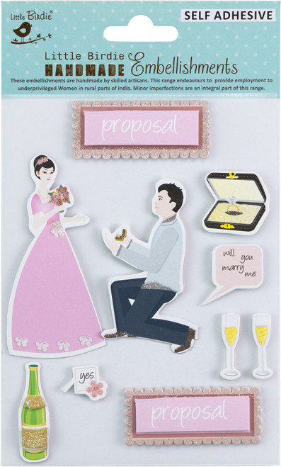 6 Pack - Little Birdie 3D Embellishment 11/Pkg-Romantic Proposal - CR83662 - 8903236659559