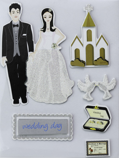 6 Pack Little Birdie 3D Embellishment 6/Pkg-Wedding Day CR83664
