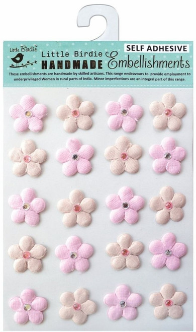 6 Pack - Little Birdie Embossed Jeweled Daisies 20/Pkg-Raspberry Ice - EMBDAI-70271 - 8903236521160