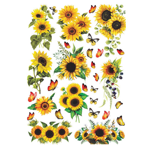 6 Pack Little Birdie Deco Transfer Sheet A4-Wild Sunflowers TRNSFR1-90067 - 8903236725209