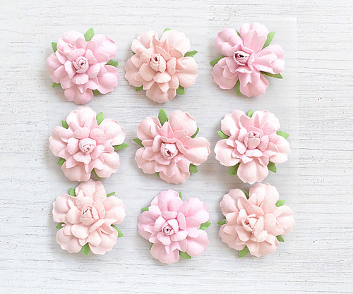 6 Pack - Little Birdie Vincy Paper Flowers 9/Pkg-Pearl Pink - VINCY-76706 - 8903236587784