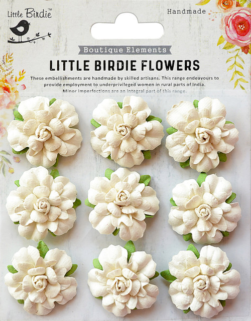 6 Pack - Little Birdie Vincy Paper Flowers 9/Pkg-Moon Light - VINCY-76708 - 8903236587807