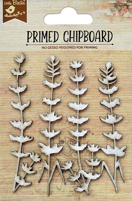 6 Pack - Little Birdie Laser Cut Primed Chipboard 4/Pkg-Tropical Fern - 4PCBD299-63599 - 8903236454376
