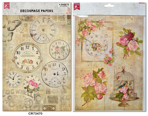 6 Pack Little Birdie Decoupage Paper A4 4/Pkg-Timeless Beauty CR73470 - 8903236554625