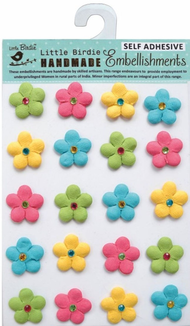 6 Pack - Little Birdie Embossed Jeweled Daisies 20/Pkg-Candy Crush - EMBDAI-70272 - 8903236521177