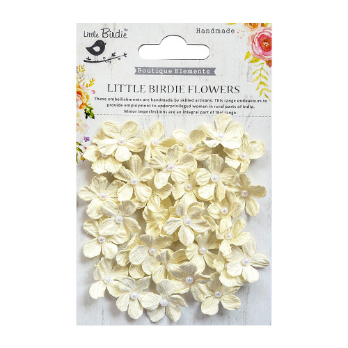 6 Pack Little Birdie Pearl Petites Paper Flowers 32/Pkg-Moon Light PEARLPT-69580 - 8903236514247
