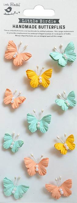 6 Pack Little Birdie Pearl Butterflies 11/Pkg-Sunshine And Lemonade CR79467 - 8903236615784