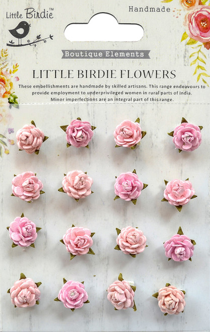 6 Pack Little Birdie Beaded Micro Roses 16/Pkg-Pearl Pink ROSES-71885 - 8903236538748