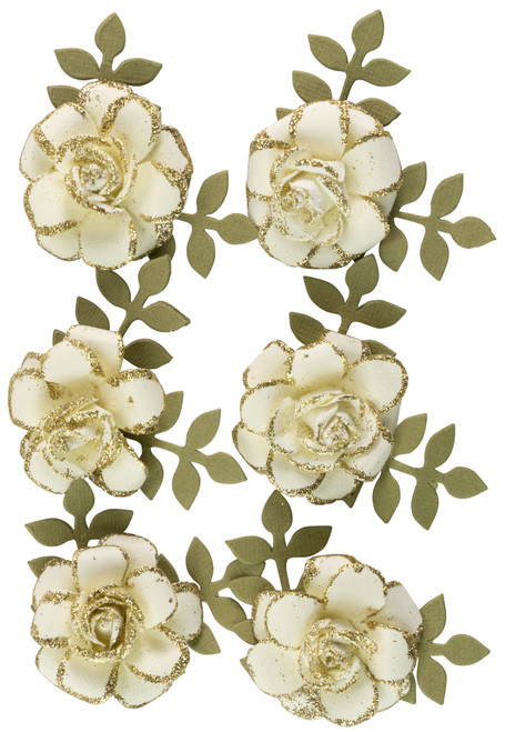 3 Pack - Little Birdie Pixie Rose Paper Flowers 6/Pkg-Amor Mio - PIXIEROS-91538