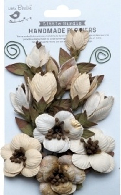 3 Pack - Little Birdie Denny Paper Flowers 13/Pkg-Ivory Pearl - DENNY-88842 - 8903236712940