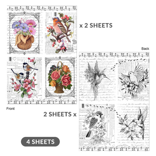 6 Pack Little Birdie Decoupage Paper A4 2/Pkg-Chirps And Blossoms DECOU1-91528 - 8903236739817