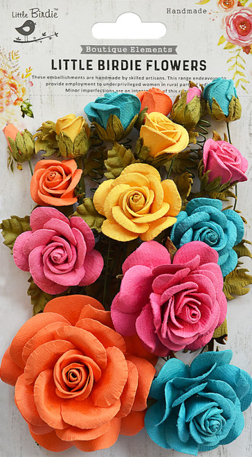 3 Pack Little Birdie Rosalind Paper Flowers 21/Pkg-Vivid Palette ROSALIND-69301 - 8903236511451