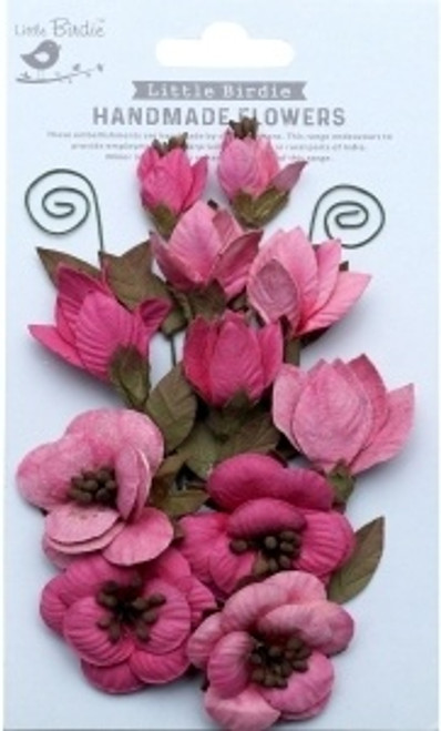 3 Pack - Little Birdie Denny Paper Flowers 13/Pkg-Rosy Note - DENNY-88483 - 8903236709353