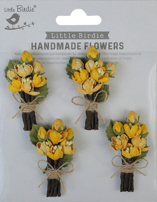 3 Pack - Little Birdie Jubilee Paper Flowers 4/Pkg-Honey Apricot - JUBILEE-87061 - 8903236694536