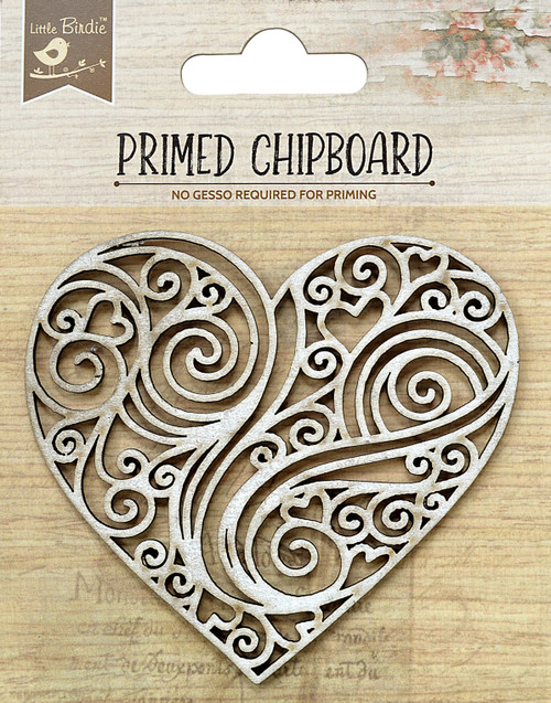 6 Pack Little Birdie Laser Cut Primed Chipboard 1/Pkg-Loving Heart CR82888 - 8903236651812