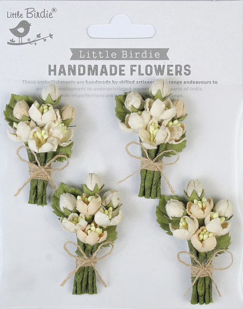 3 Pack Little Birdie Jubilee Paper Flowers 4/Pkg-Ivory Pearl JUBILEE-87063 - 8903236694550