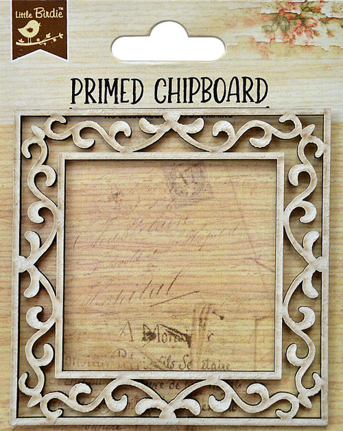 6 Pack Little Birdie Laser Cut Primed Chipboard 1/Pkg-Elegant Swirl Double Square 1PCBD299-72579 - 8903236545685