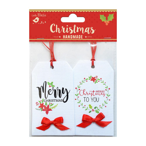 6 Pack Little Birdie Printed Tags With Bows 4/Pkg-Holiday Elements CR61949 - 8903236437874