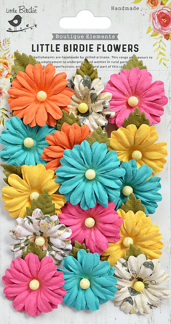 3 Pack - Little Birdie Valerie Paper Flowers 13/Pkg-Vivid Palette - VALERIE1-69661 - 8903236515053