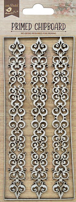 3 Pack - Little Birdie Laser Cut Primed Chipboard 1/Pkg-Ornate Scrolls - 1PCBD399-82956 - 8903236652499