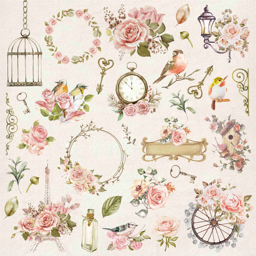 3 Pack - Little Birdie Cardstock Pack 6"X6" 12/Pkg-Shabby Chic Bouquet - CR84006 3 Pack - Little Birdie Cardstock Pack 6"X6" 12/Pkg-Shabby Chic Bouquet - CR84006