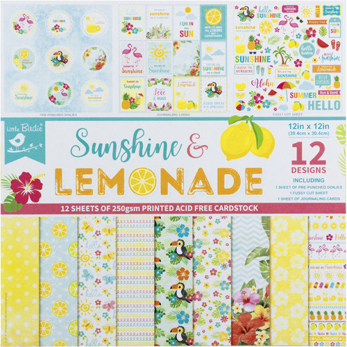 3 Pack Little Birdie Cardstock Pack 12"X12" 12/Pkg-Sunshine & Lemonade CR79765 - 8903236618761