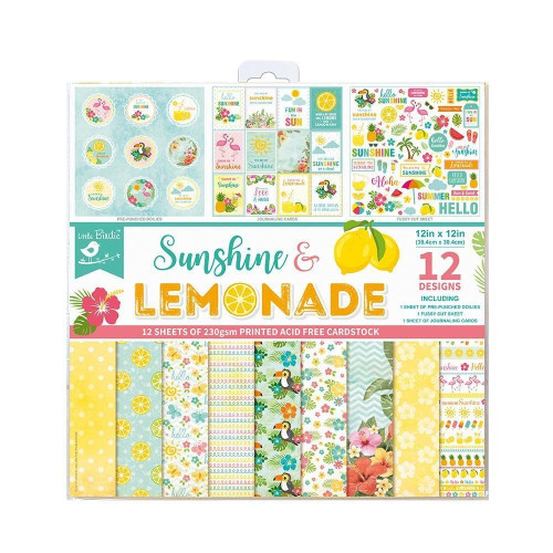 3 Pack - Little Birdie Cardstock Pack 12"X12" 12/Pkg-Sunshine & Lemonade - CR79765