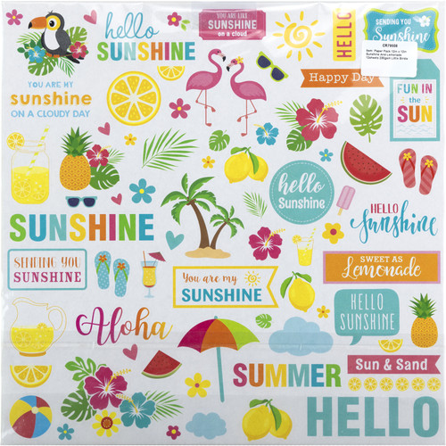3 Pack - Little Birdie Cardstock Pack 12"X12" 12/Pkg-Sunshine & Lemonade - CR79765 3 Pack - Little Birdie Cardstock Pack 12"X12" 12/Pkg-Sunshine & Lemonade - CR79765