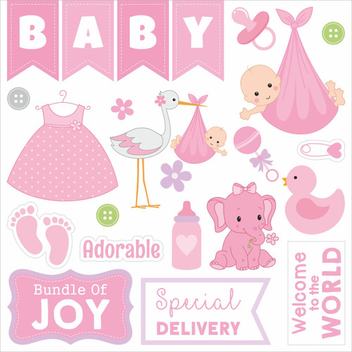3 Pack Little Birdie Little Miracle Cardstock Pack 6"X6" 24/Pkg-Baby Girl CR85667