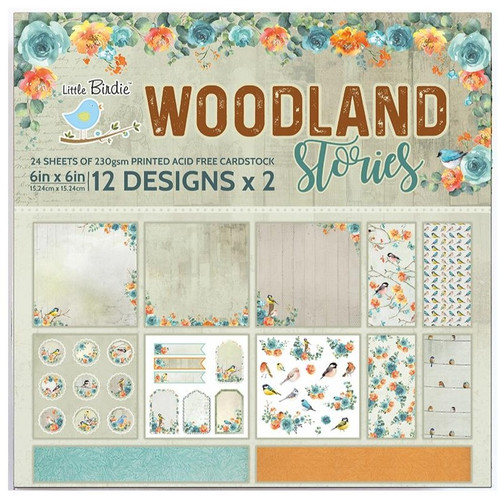 3 Pack Little Birdie Woodland Stories Cardstock Pack 6"X6" 24/Pkg-Woodland Stories CR79766 - 8903236618778