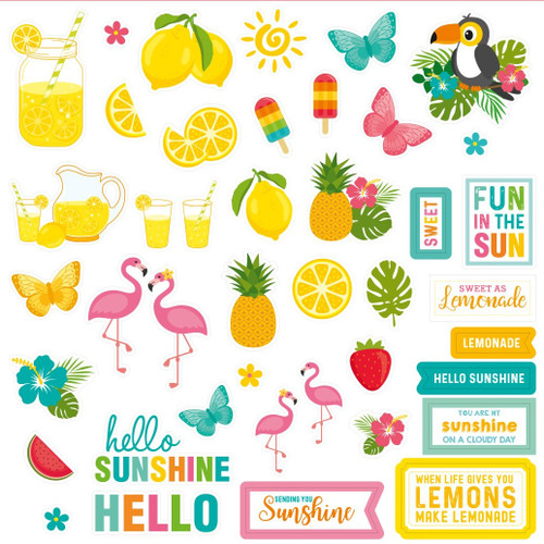 6 Pack - Little Birdie Ephemera Embellishment 82/Pkg-Sunshine & Lemonade - CR79496